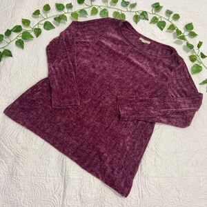 Dana Buchman Magenta Chenille Knit  Top Soft Textured Pullover Sweater